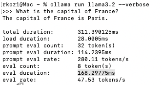 Interacting with Verbose Ollama working with Ollama